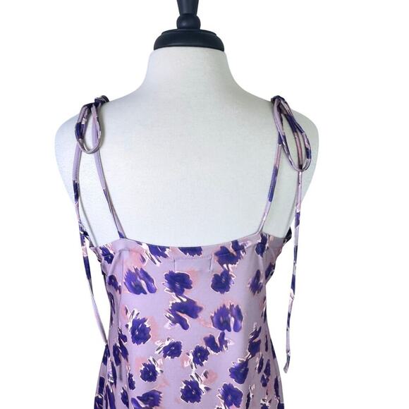 Nordstrom OPEN EDIT Tie Shoulder Mini Dress Purple-Pink Ash Blur Floral Sz XL - Picture 7 of 9